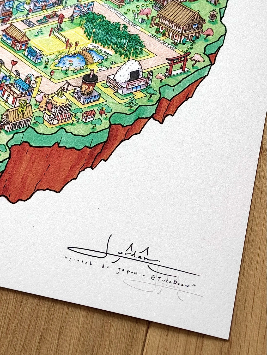 L'île du Japon - Dessin Fine Art Collector E.1 (Papier Nacré)